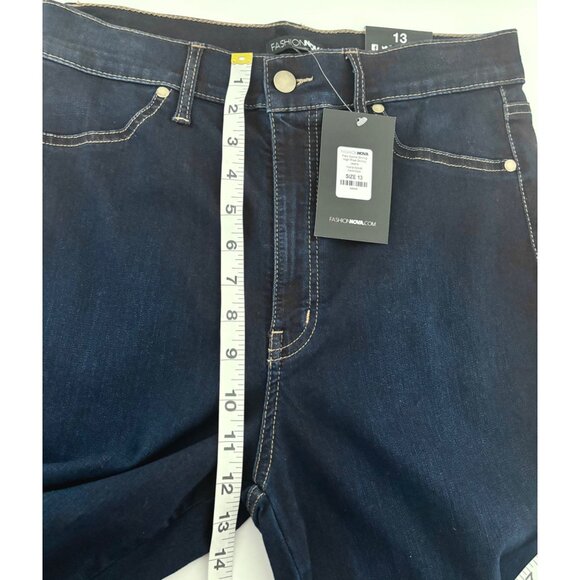 NWT Fashion Nova Jeans 13 Skinny Dark Wash High Waisted Streetwear Minimalist - Picture 8 of 14